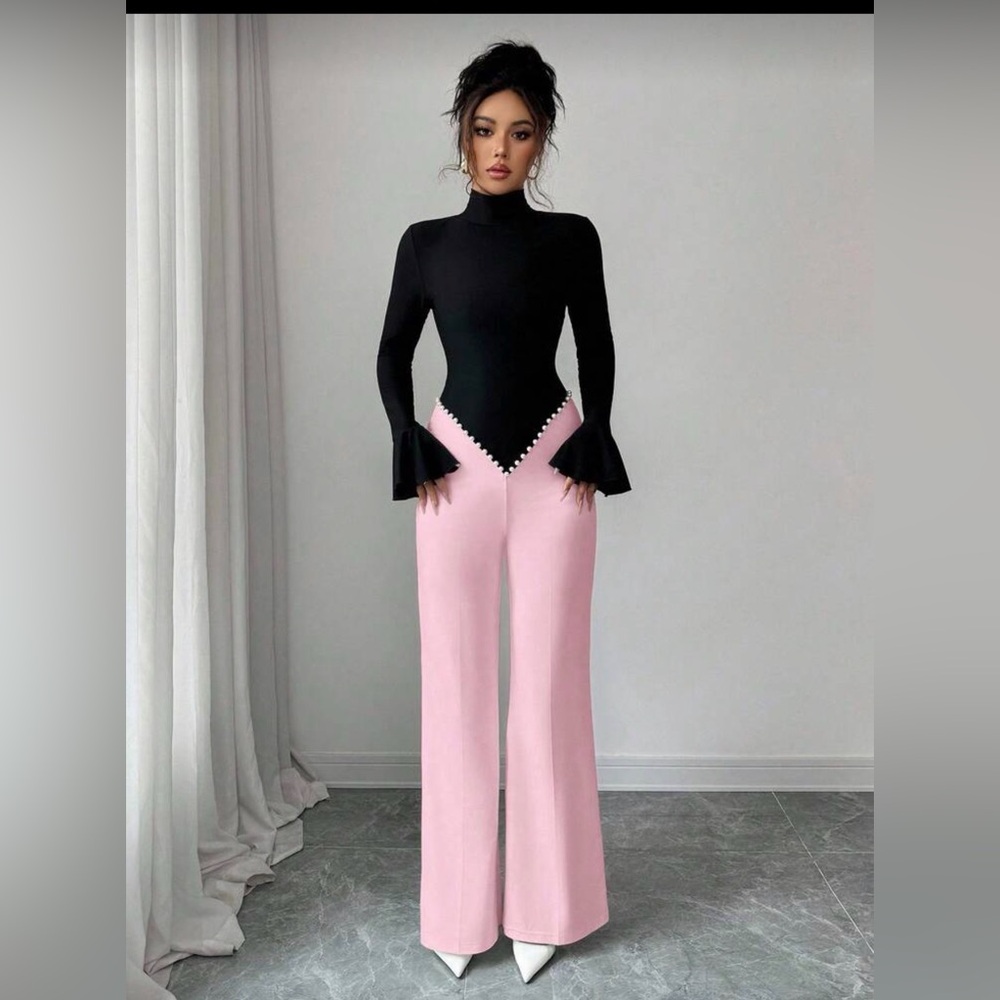 Elegant Black and Pink Women's Jumpsuit - Picture 4 of 7